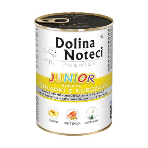 6 szt. Dolina Noteci Puszka Premium Junior Żołądki Mokra Karma Dla Psa 400g