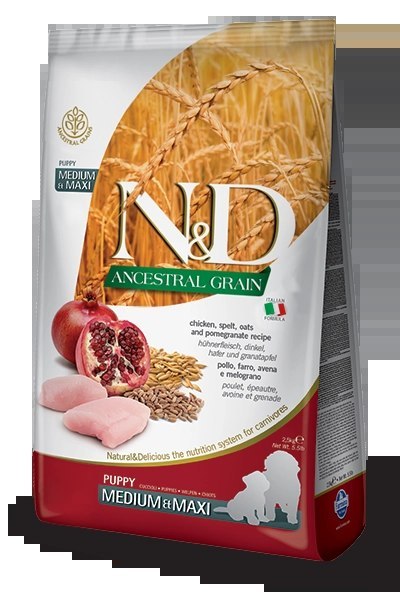 Farmina N&D Ancestral Grain Canine Puppy Medium&Maxi Chicken&Pomegranate 12kg