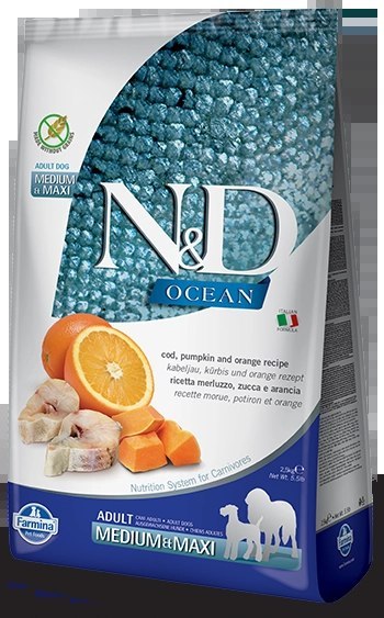 Farmina N&D Ocean Canine Adult Medium&Maxi Cod Pumpkin&Orange 12kg