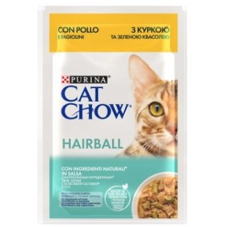 Purina Cat Chow Hairball Karma Z Kurczakiem I Zieloną Fasolką W Sosie 85g