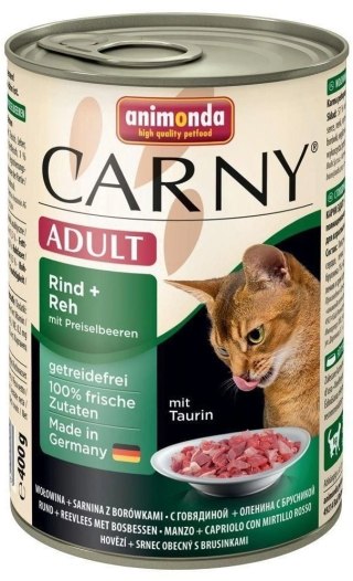 Animonda Cat Carny Adult Wołowina + Dziczyzna Z Borówkami 400g