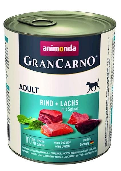 Animonda GranCarno Adult Dog Wołowina + Łosoś Z Szpinakiem 800g