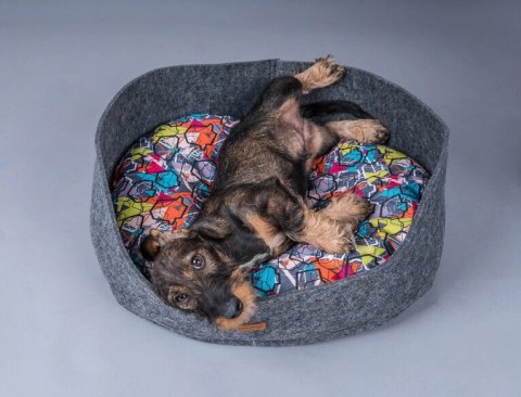 AMIPLAY Legowisko Owalne 2w1 Hygge Szare S