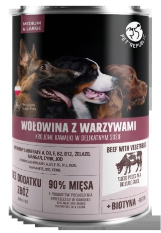 PetRepublic Wołowina Z Warzywami Krojone Kawałki W Delikatnym Sosie 1250g
