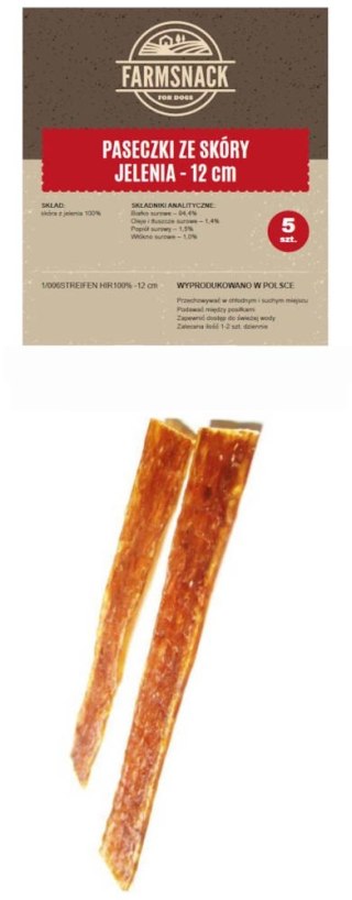 FarmSnack Paseczki Ze Skóry Jelenia 12cm 5szt