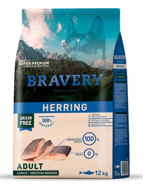 Bravery Grain Free Adult Medium Large Herring 12kg