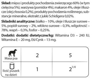 Dolina Noteci Premium Dla Psów Małych Ras Z Cielęciną, Pomidorami I Makaronem 100g