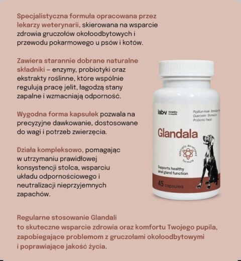 Lab-v Glandala Wsparcie Gruczołów Okołoodbytowych i Przewodu Pokarmowego 45 Kapsułek