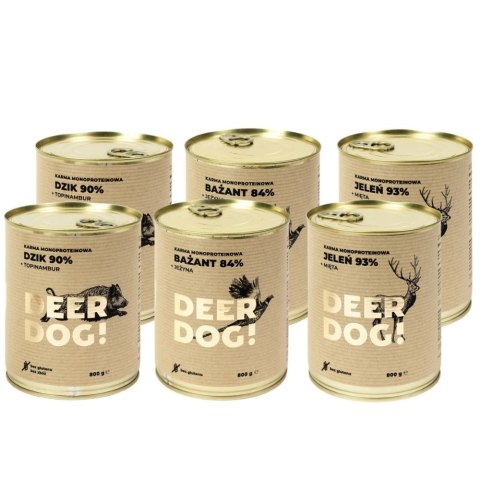 Deer Dog 6 x 800g MIX smaków puszka karma mokra dla psa DZICZYZNA