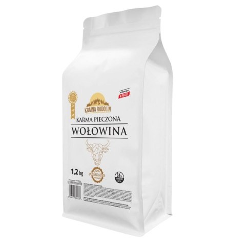 Kraina Radolin Wołowina 1,2kg dla psów z alegrią i nadwrażliwością pokarmową 64% mięsa pieczonego karma sucha
