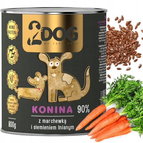 2Dog mokra karma konina z siemieniem 800g