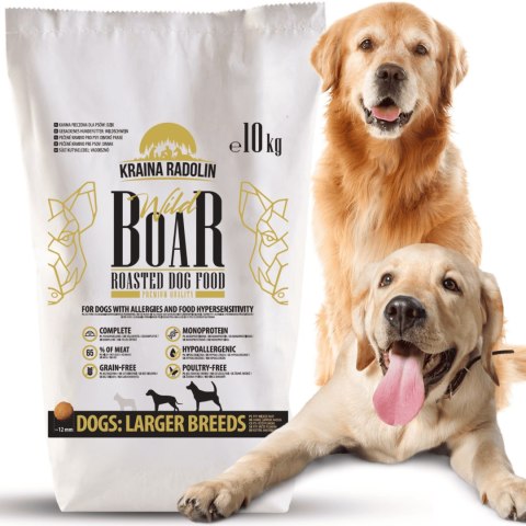 Kraina Radolin Dzik 10 kg średnie i większe rasy karma sucha 65% mięsa dla alergików z nadwrażliwością pokarmową