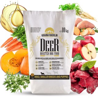Kraina Radolin Jeleń 10 kg mniejsze ras i szczenięta 65% mięsa dla alergików z nadwrażliwością pokarmową karma sucha
