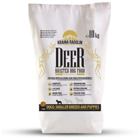 Kraina Radolin Jeleń 10 kg mniejsze ras i szczenięta 65% mięsa dla alergików z nadwrażliwością pokarmową karma sucha