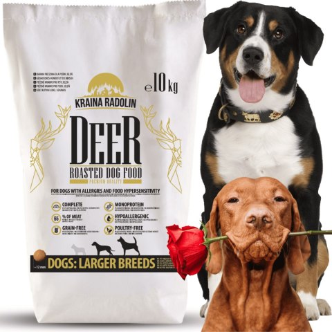 Kraina Radolin Jeleń 10 kg średnie i większe rasy 65% mięsa dla alergików z nadwrażliwością pokarmową karma sucha