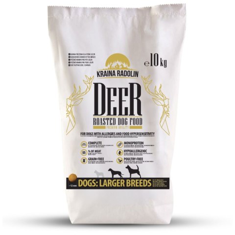 Kraina Radolin Jeleń 10 kg średnie i większe rasy 65% mięsa dla alergików z nadwrażliwością pokarmową karma sucha