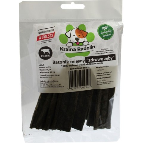 Rodonik mięta - batonik wołowy 10 sztuk przysmak dla psa gryzaki naturalne