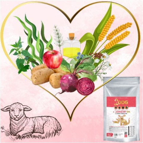 SUCHA KARMA DLA PSA 2Dog JAGNIĘCINA 12kg ZIMNOTŁOCZONA HIPOALERGICZNA MONO