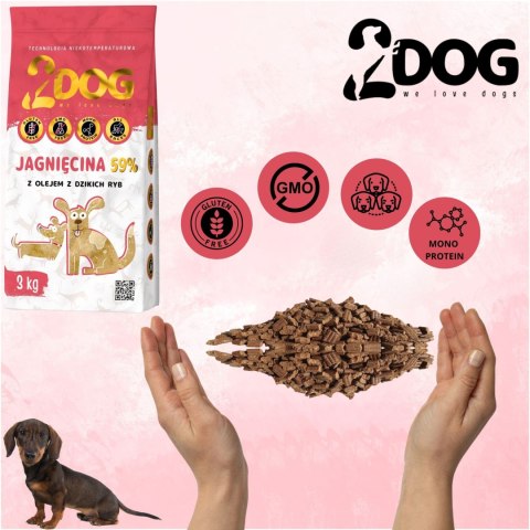 SUCHA KARMA DLA PSA 2Dog JAGNIĘCINA 3kg ZIMNOTŁOCZONA HIPOALERGICZNA MONOPR