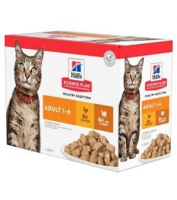 HILL'S SP Science Plan Feline Adult smaki drobiowe 12x85g saszetka