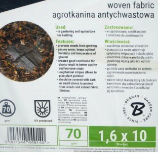 Agrotkanina PP czarna UV 70g 3,2 x 10 m