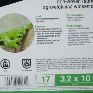 Agrowłóknina wiosenna 17g biała, 3,2 x 10m