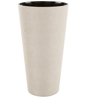 Donica Linea Slim 30 - migdał, wysoka ryflowana, śr. 30 cm